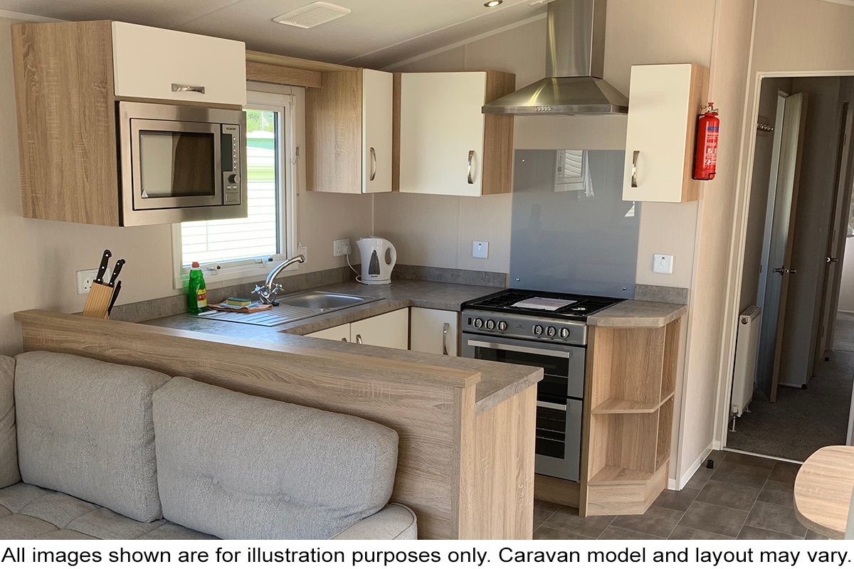 Pet friendly, three bedroom caravan on Clarach Bay Holiday Park